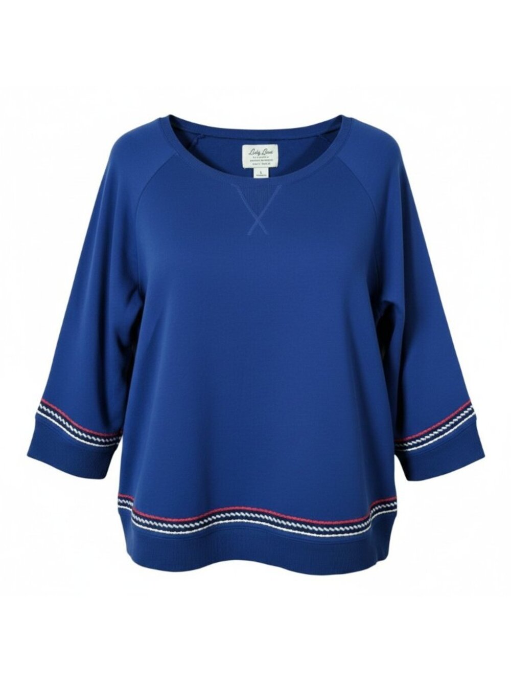 Lucky Lotus by Lucky Brand Embroidered Sweatshirt Raglan Blue Women's Large